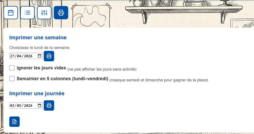 Capture de l'onglet Imprimer avec les options de document.